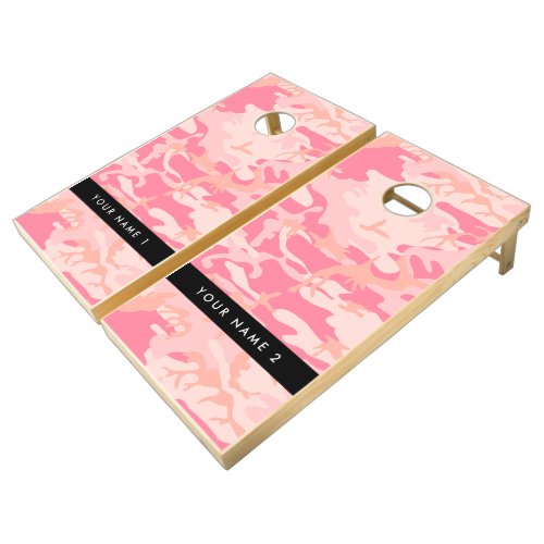 Pink Camouflage Pattern Your name Personalize Cornhole Set