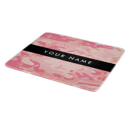 Pink Camouflage Pattern Your name Personalize Cutting Board