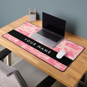 Pink Camouflage Pattern, Your name, Personalize Desk Mat