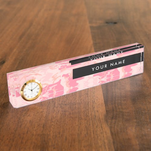 Pink Camouflage Pattern Your name Personalize Desk Name Plate