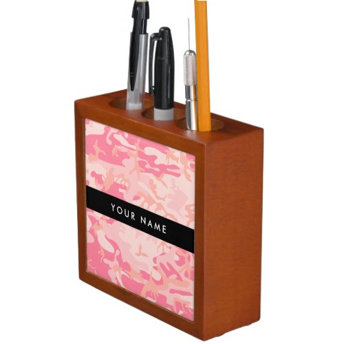 Pink Camouflage Pattern Your name Personalize Desk Organizer