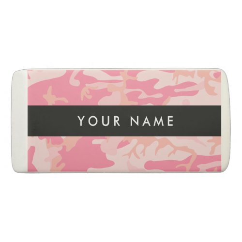 Pink Camouflage Pattern Your name Personalize Eraser