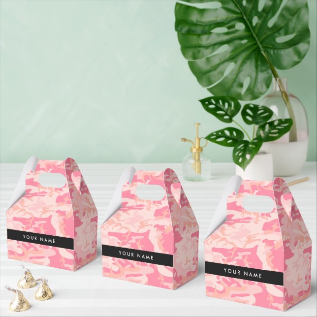 Pink Camouflage Pattern, Your name, Personalize Favor Boxes (Multiple)