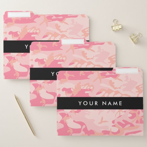 Pink Camouflage Pattern Your name Personalize File Folder