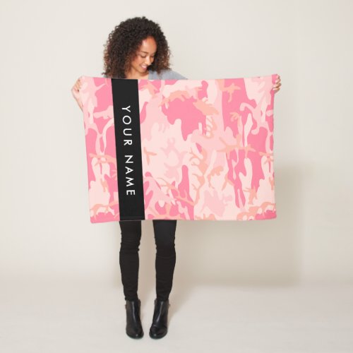 Pink Camouflage Pattern Your name Personalize Fleece Blanket