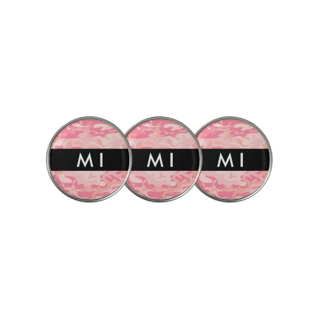 Pink Camouflage Pattern, Your name, Personalize Golf Ball Marker (3 Up)