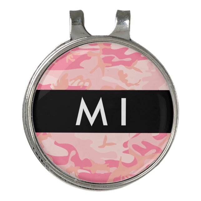 Pink Camouflage Pattern, Your name, Personalize Golf Hat Clip (Front)