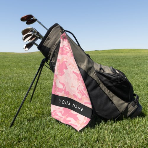 Pink Camouflage Pattern Your name Personalize Golf Towel