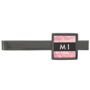 Pink Camouflage Pattern, Your name, Personalize Gunmetal Finish Tie Bar