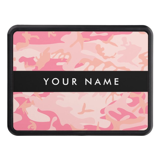 Pink Camouflage Pattern, Your name, Personalize Hitch Cover (Front)
