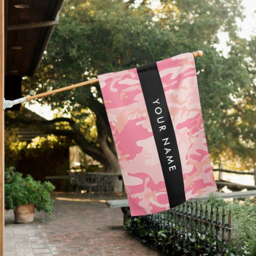 Pink Camouflage Pattern Your name Personalize House Flag