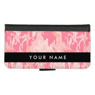 Pink Camouflage Pattern, Your name, Personalize iPhone 8/7 Wallet Case