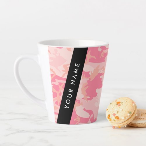 Pink Camouflage Pattern Your name Personalize Latte Mug