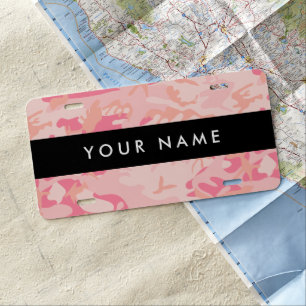 Pink Camouflage Pattern, Your name, Personalize License Plate
