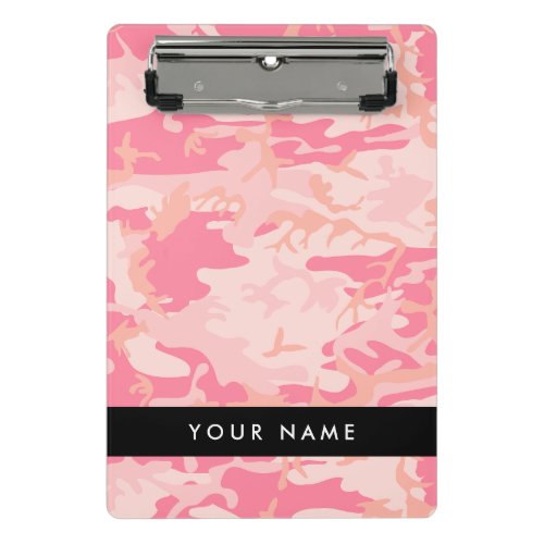 Pink Camouflage Pattern Your name Personalize Mini Clipboard