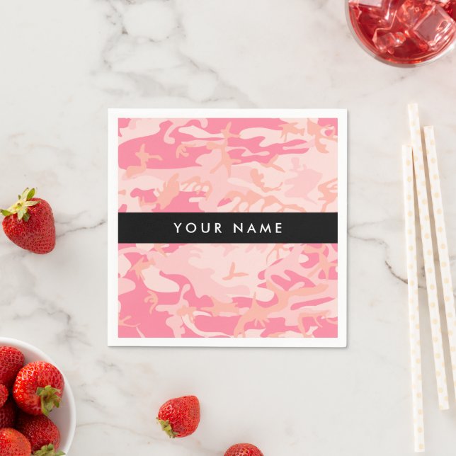 Pink Camouflage Pattern, Your name, Personalize Napkins (Insitu)