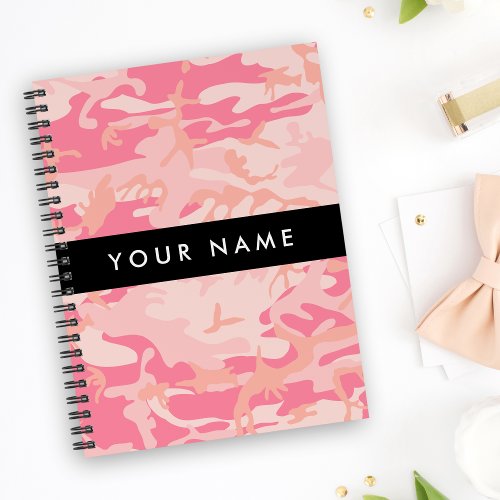 Pink Camouflage Pattern Your name Personalize Notebook