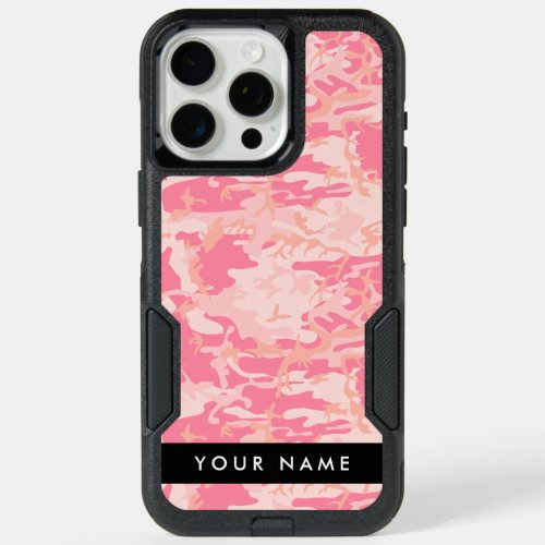 Pink Camouflage Pattern Your name Personalize iPhone 15 Pro Max Case