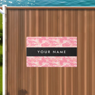 Pink Camouflage Pattern, Your name, Personalize Outdoor Rug