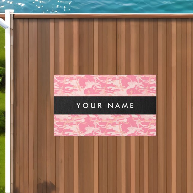 Pink Camouflage Pattern, Your name, Personalize Outdoor Rug (Insitu (Outdoor 1))