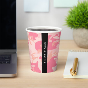Pink Camouflage Pattern, Your name, Personalize Paper Cups