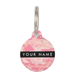 Pink Camouflage Pattern, Your name, Personalize Pet ID Tag