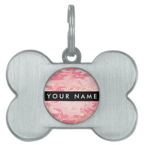 Pink Camouflage Pattern Your name Personalize Pet ID Tag