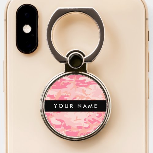 Pink Camouflage Pattern Your name Personalize Phone Ring Stand