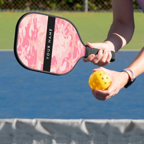 Pink Camouflage Pattern Your name Personalize Pickleball Paddle