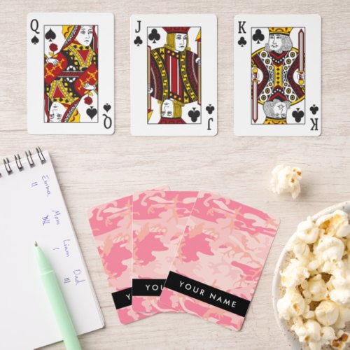 Pink Camouflage Pattern Your name Personalize Pinochle Cards