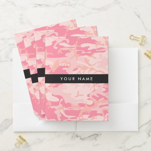 Pink Camouflage Pattern Your name Personalize Pocket Folder