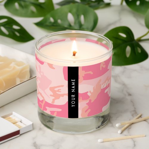 Pink Camouflage Pattern Your name Personalize Scented Candle