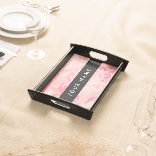 Pink Camouflage Pattern Your name Personalize Serving Tray