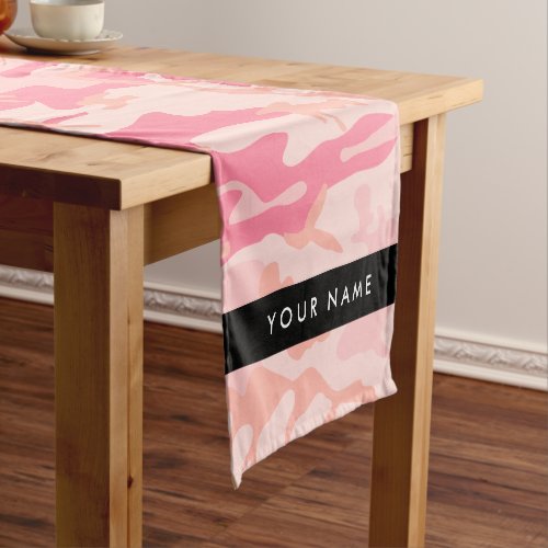 Pink Camouflage Pattern Your name Personalize Short Table Runner