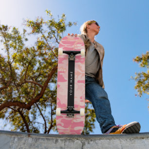 Pink Camouflage Pattern, Your name, Personalize Skateboard
