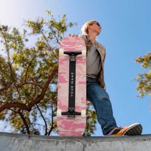 Pink Camouflage Pattern Your name Personalize Skateboard