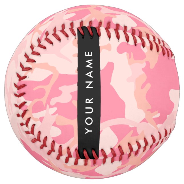 Pink Camouflage Pattern, Your name, Personalize Softball (Front Left)