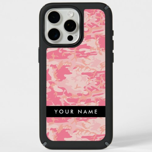 Pink Camouflage Pattern Your name Personalize iPhone 15 Pro Max Case