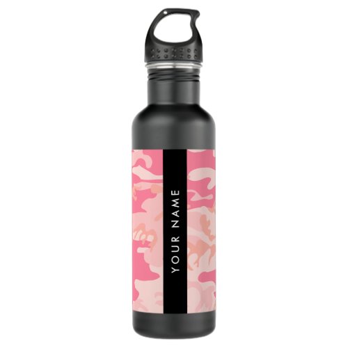 Pink Camouflage Pattern Your name Personalize Stainless Steel Water Bottle