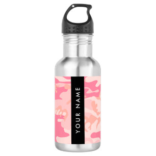 Pink Camouflage Pattern, Your name, Personalize Stainless Steel Water Bottle