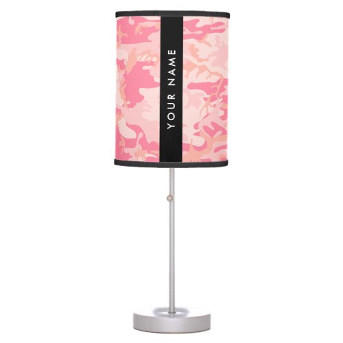 Pink Camouflage Pattern Your name Personalize Table Lamp