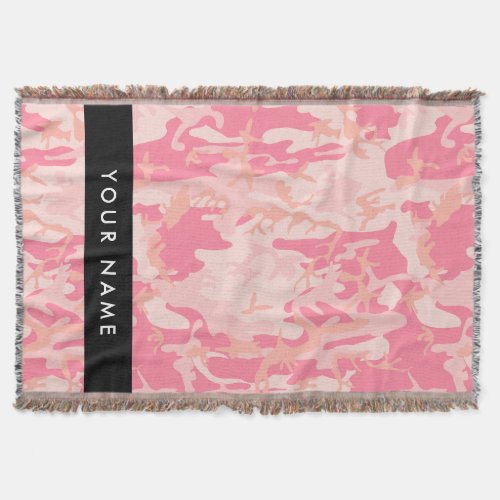 Pink Camouflage Pattern Your name Personalize Throw Blanket