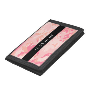 Pink Camouflage Pattern, Your name, Personalize Trifold Wallet