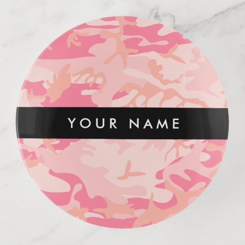 Pink Camouflage Pattern Your name Personalize Trinket Tray