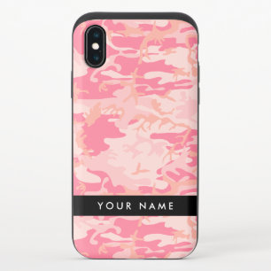 Pink Camouflage Pattern, Your name, Personalize iPhone XS Slider Case