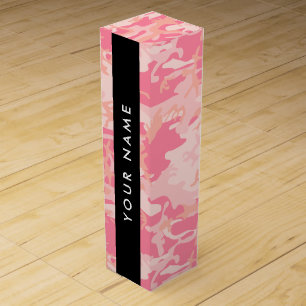 Pink Camouflage Pattern, Your name, Personalize Wine Box