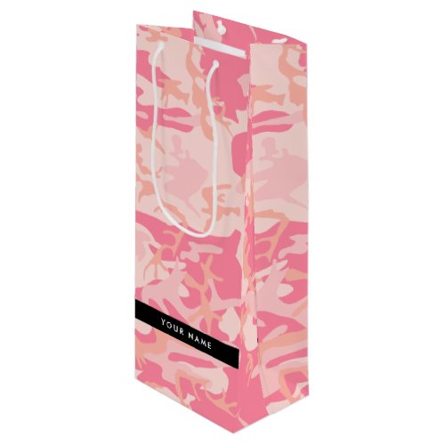 Pink Camouflage Pattern Your name Personalize Wine Gift Bag