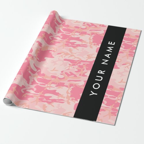 Pink Camouflage Pattern Your name Personalize Wrapping Paper