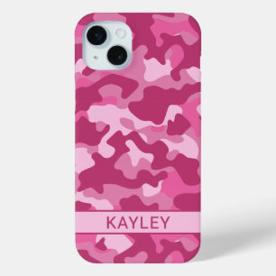 Pink Camouflage Personalized iPhone 15 Plus Case