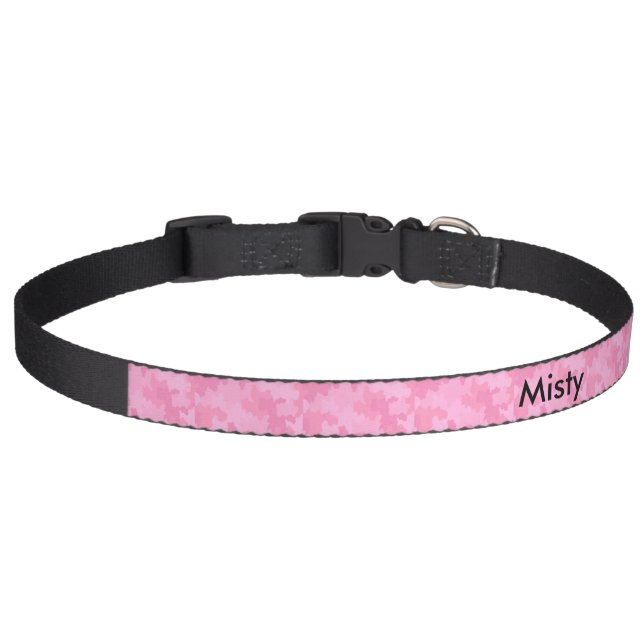 Pink Camouflage Personalized Dog Collar (Front)